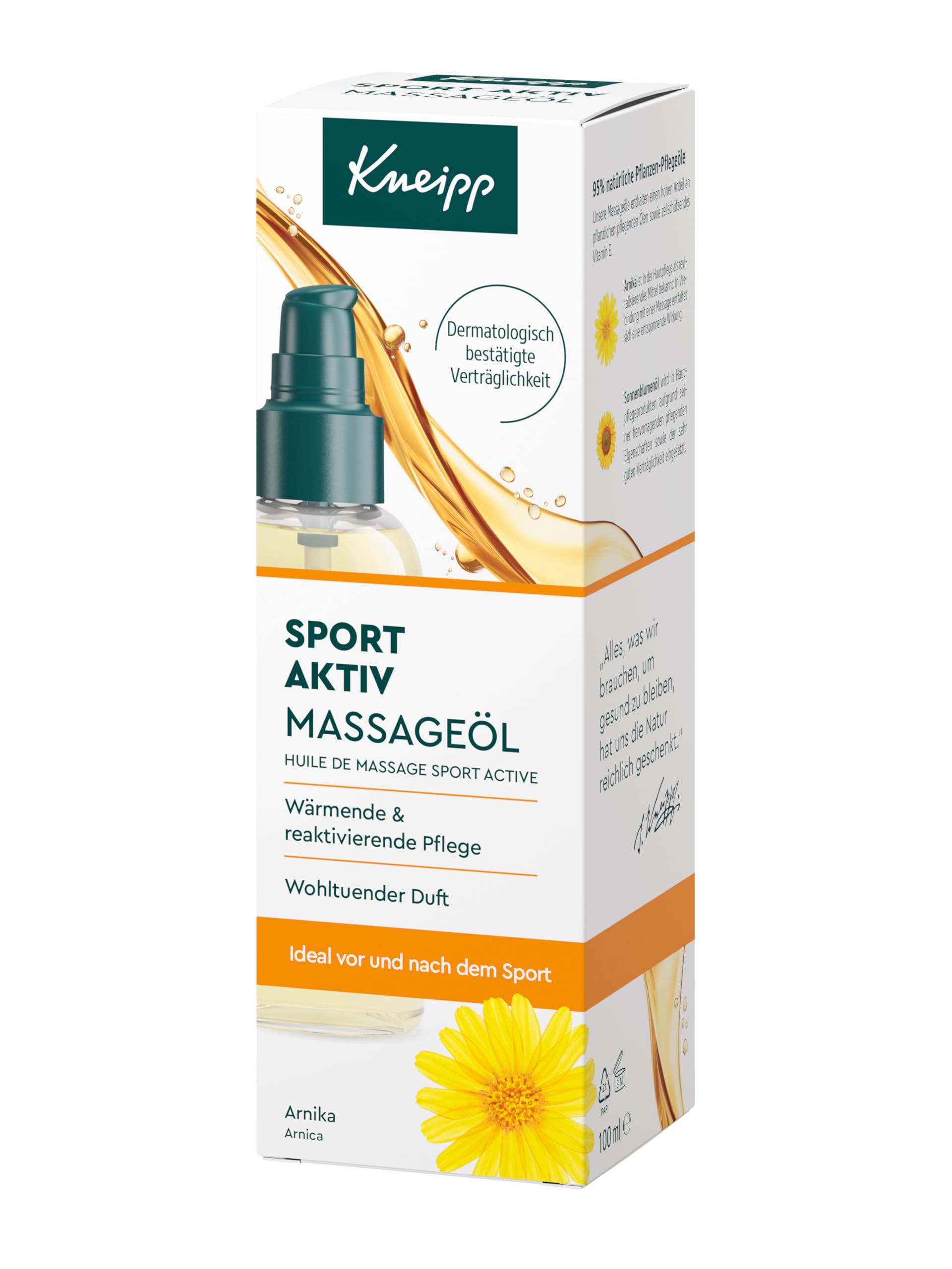 Kneipp Olejek do masażu Sport Aktiv – z ekstraktami z arniki – rozgrzewająca i reaktywująca pielęgnacja – 100 ml