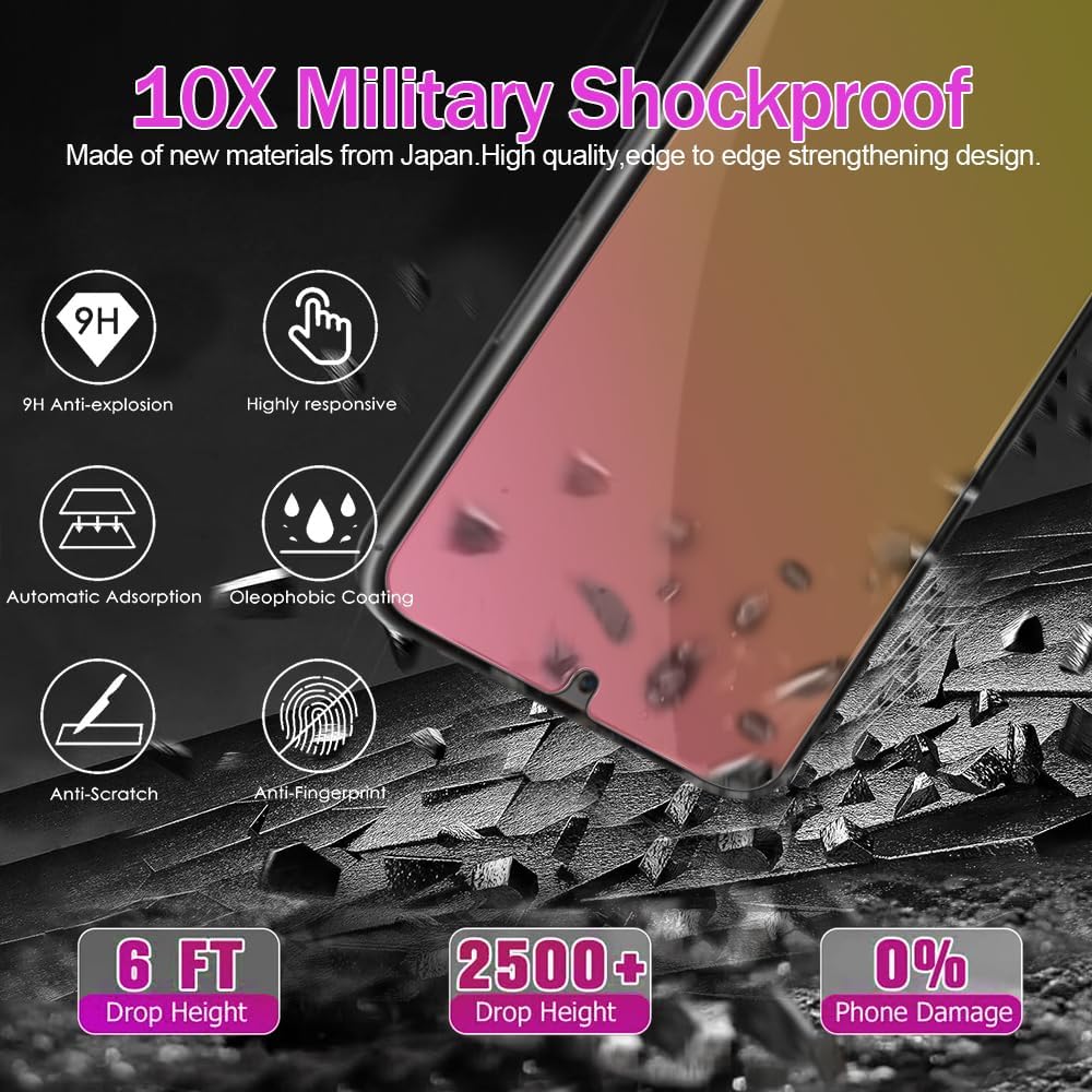 for Samsung Galaxy Z Fold 7 / Fold 8 Ultra Screen Protector, Gradient Colorful Privacy Anti Blue Light Tempered Glass Front Screen Protector with Rear Metal Camera Lens Protector, Bubble Free Anti Scratch image 3