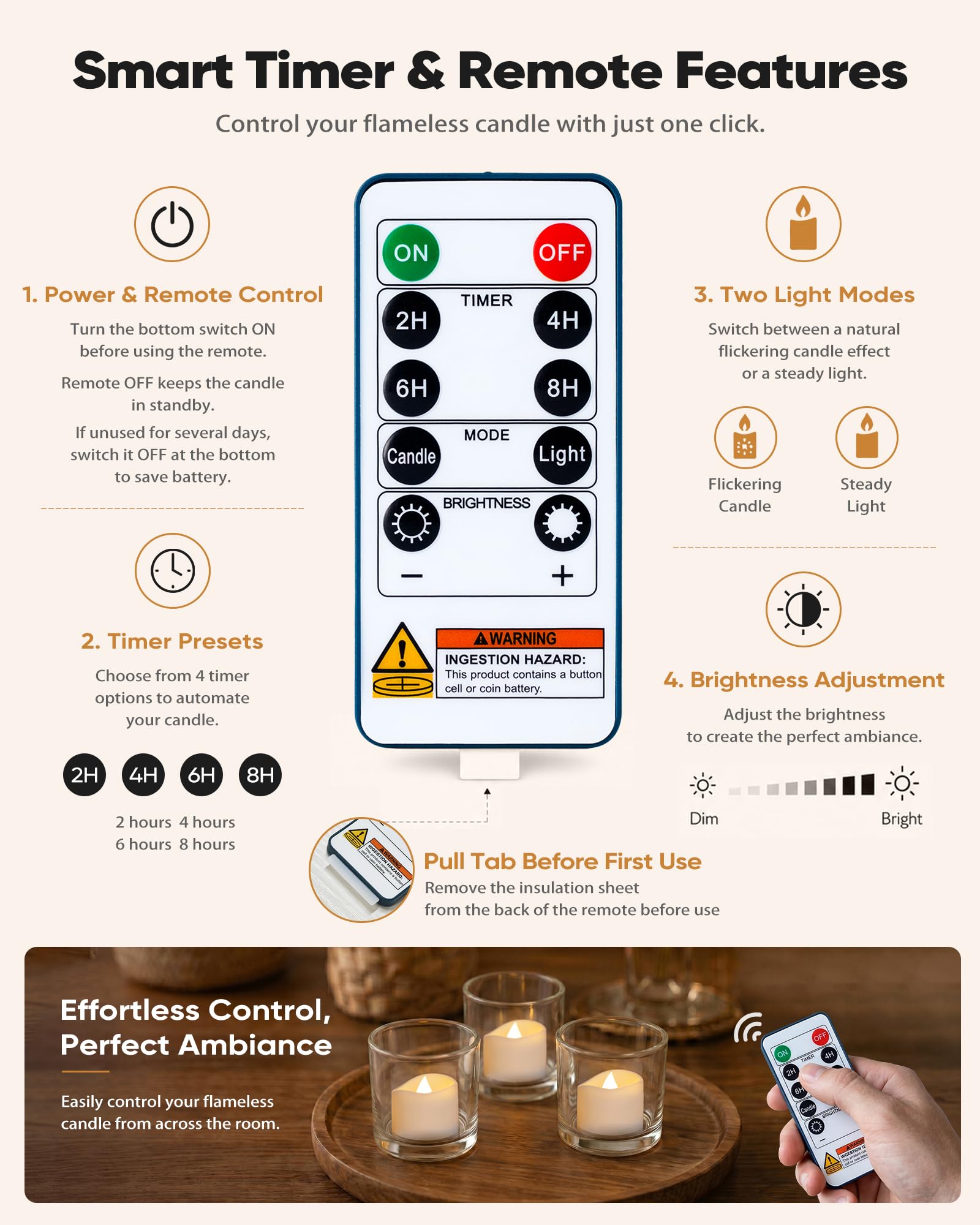 Homemory 24 lumini LED con timer remoto, 400+ore tremolanti senza fiamma, candele votive a batteria, per illuminazione da tavolo, centrotavola, decorazione per le vacanze