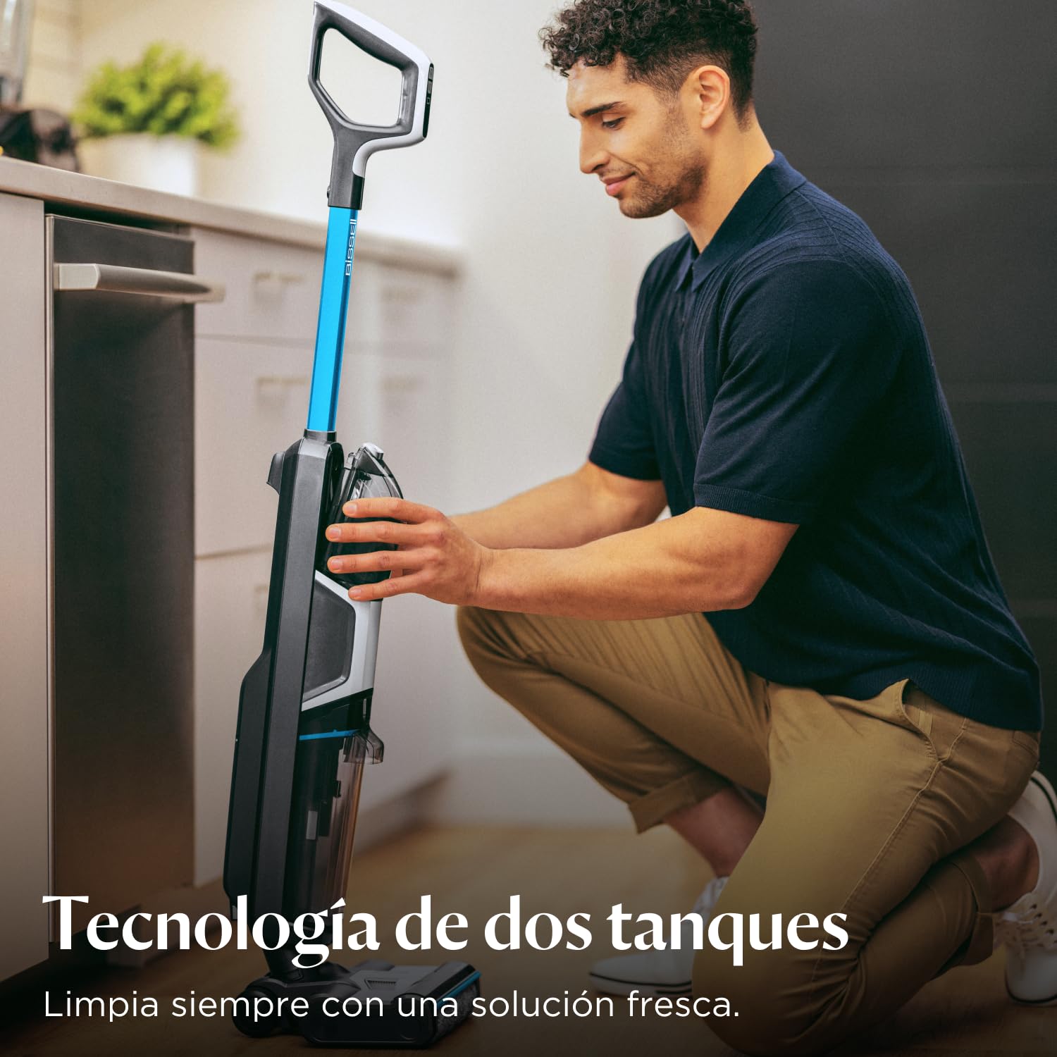 Bissell CrossWave HF3 Aspiradora Sin Cable 3598N | Aspiradora fregona en seco y húmedo, escoba vertical ligera, 25 minutos de autonomía, solo para suelos duros