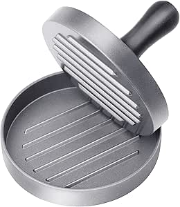 Asdirne Burger Press, Food Grade Stainless Steel Burger Maker with ABS Handle, Non-Stick Hamburger Press, 11.5 cm, 50 Sheets of Patty Papers Included