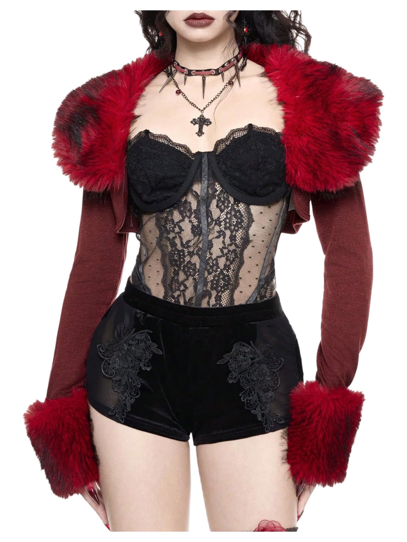 WDIRARA Womens Fuzzy Shrug Cardigan Sweater Long Sleeve Open Front Knit Cropped Outerwear