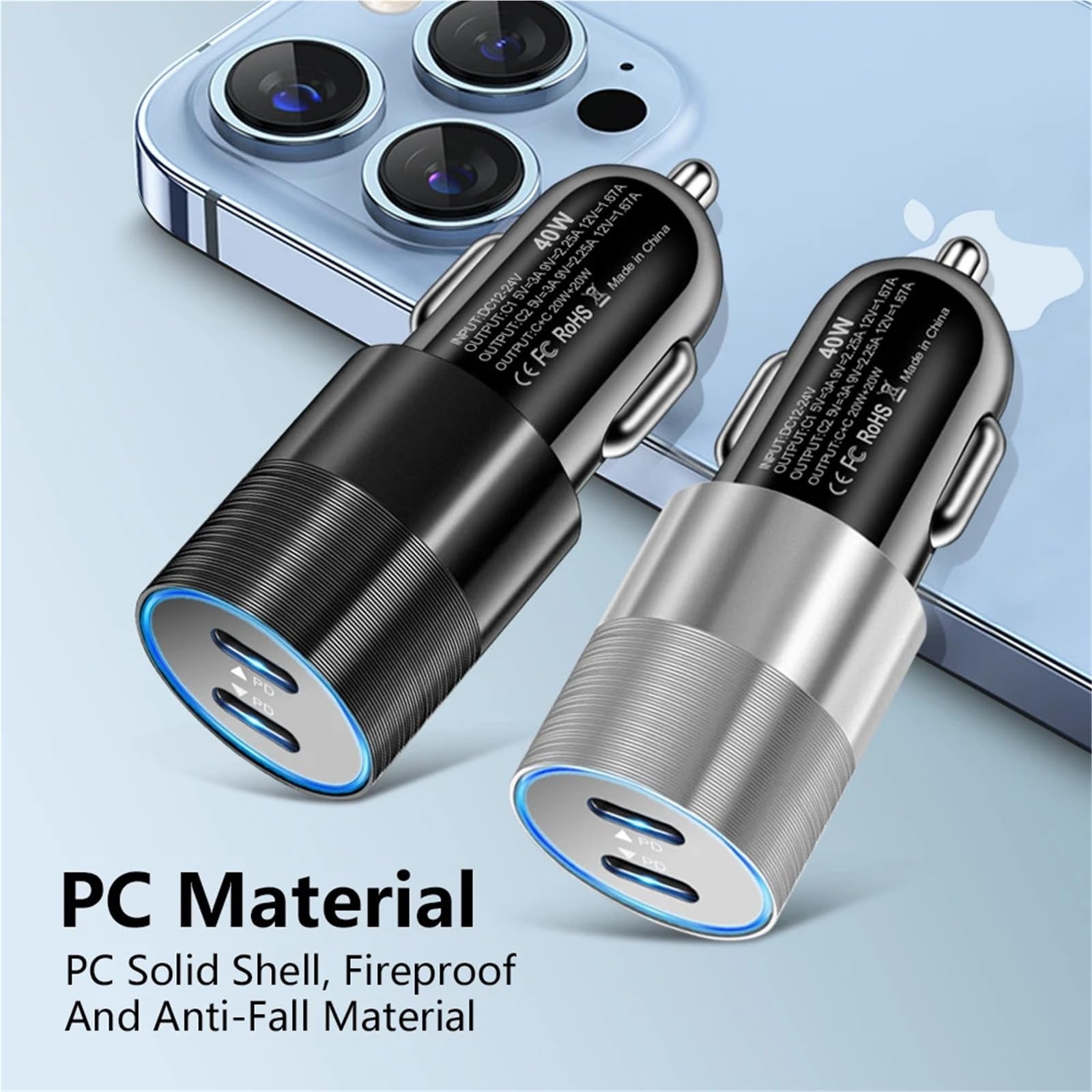 caricabatterie auto, Adattatore Dual PD da 40 W(Silver)