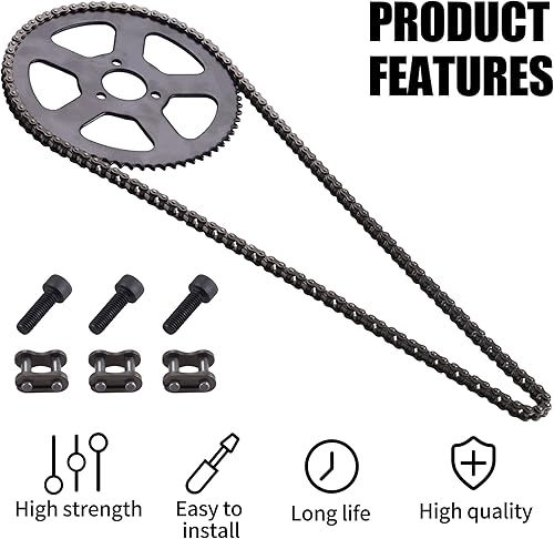 Miniatura 4 de Cadena de 25H 136 eslabones + piñón trasero de 68 dientes 68T, apto para mini bicicleta deportiva de 49 CC de bolsillo de 2 tiempos, cadena de