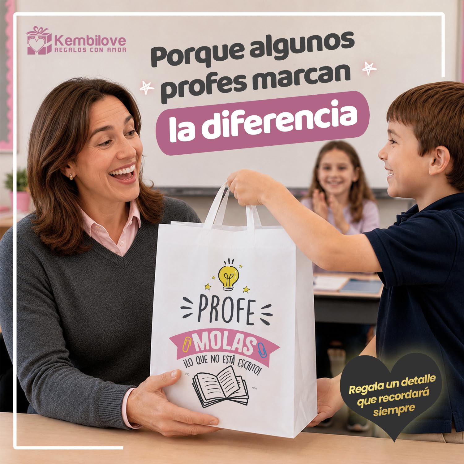 Kembilove® Personalizowany Zestaw Prezentowy Taza + Botella + Bolsa Fin de Curso Profesora