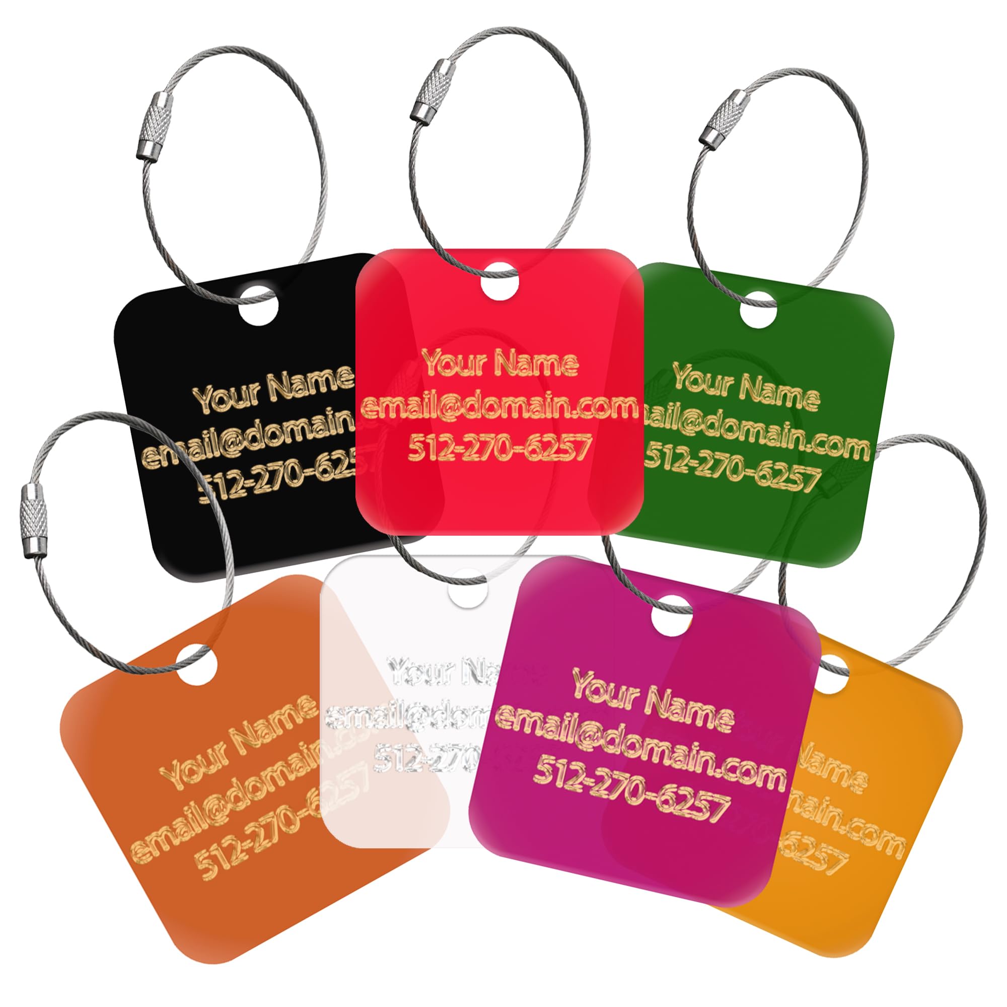 Personalized Luggage Tags 5PCS for Suitcases, Custom Luggage Tags with Laser engraving text- customized Unique Suitcase & Backpack Travel, Durable,