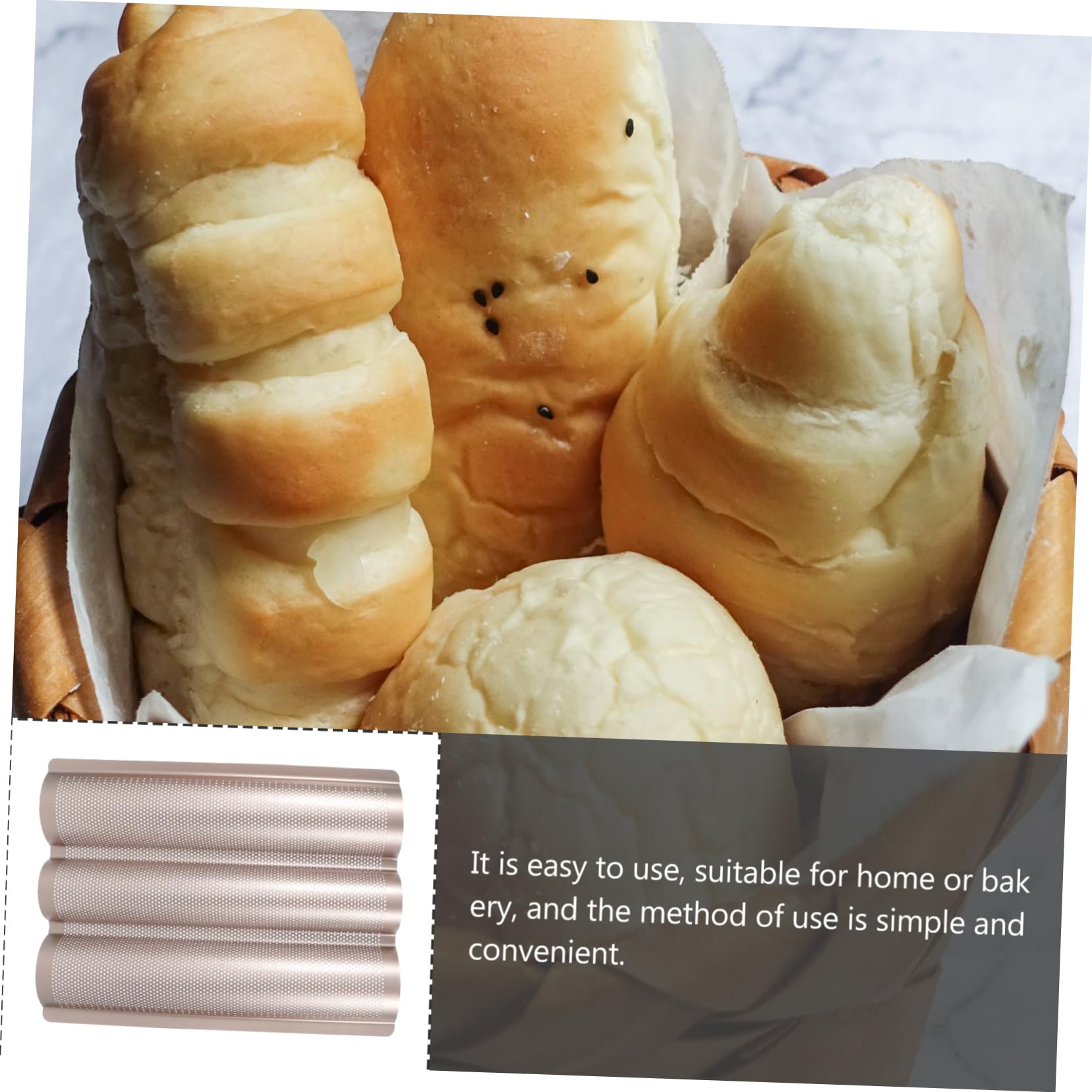 OUNONA Molde para Baguette Antiadherente de Acero al Carbono, 3 Ranuras, Fácil de Limpiar, para Hornear Pan en Panadería