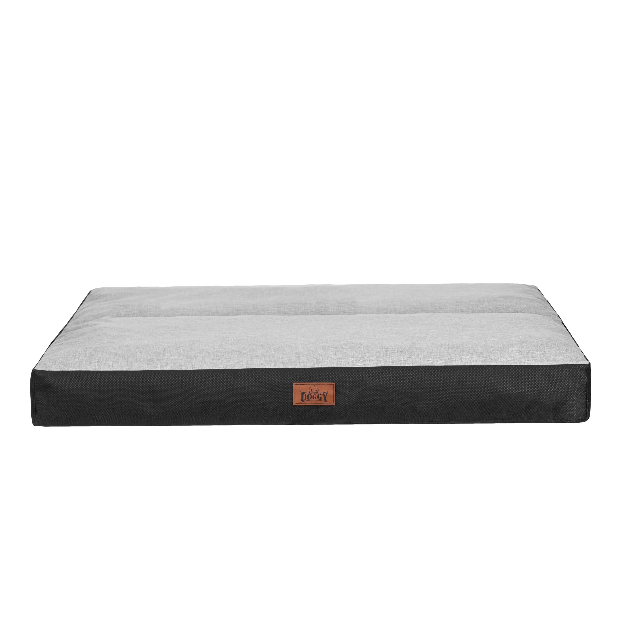 DOGGY Cojín para perros mullido, lavable, mullido, cama para mascotas, colchón para perros grandes, XL, 110 x 90 cm, cama para perros, cojín para perros, cama para mascotas, lino sintético gris ceniza