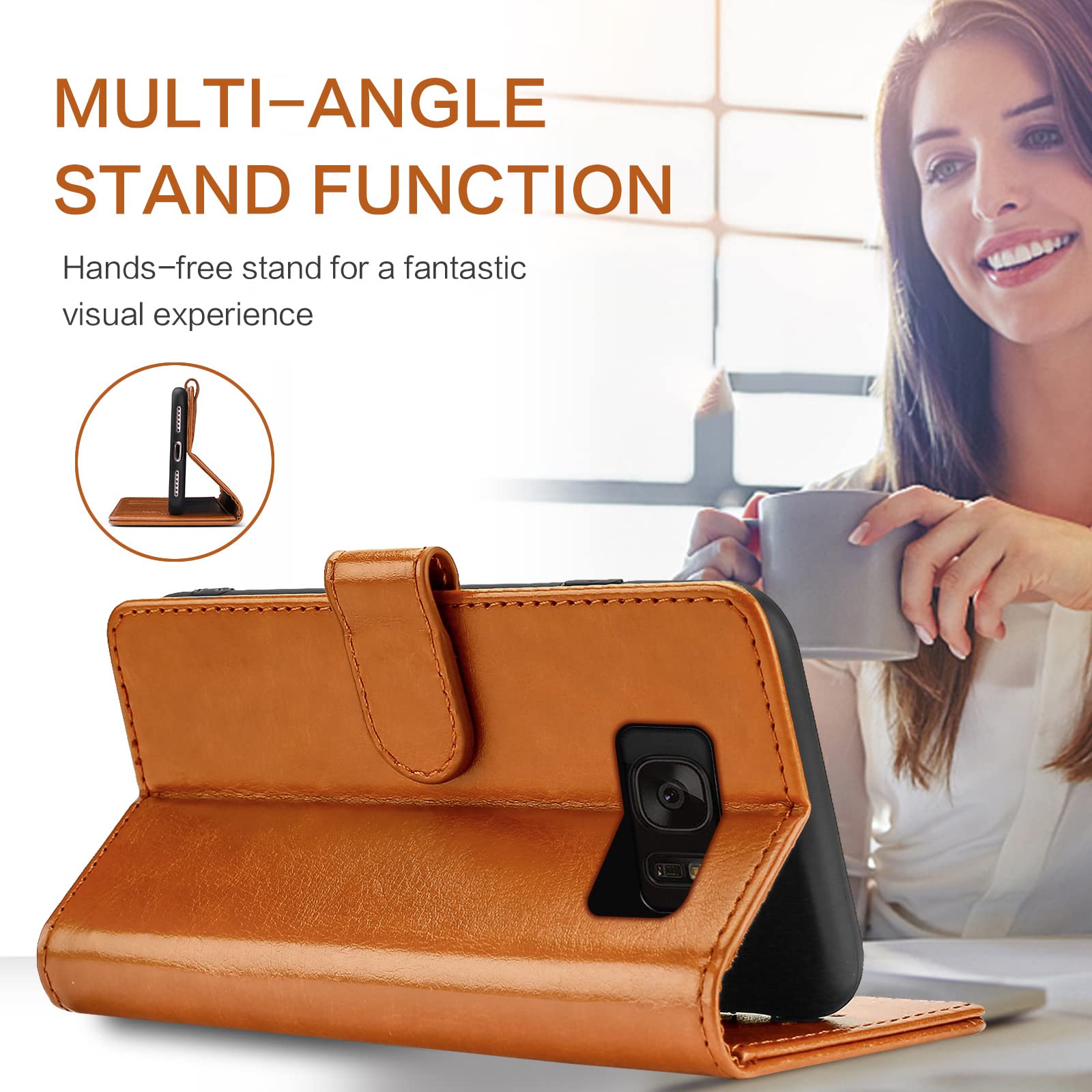 Xinyunew Cover Portafoglio Per Galaxy S7 – Pelle PU Con Supporto, Slot Carte E Chiusura Magnetica, Protezione 360° - 2