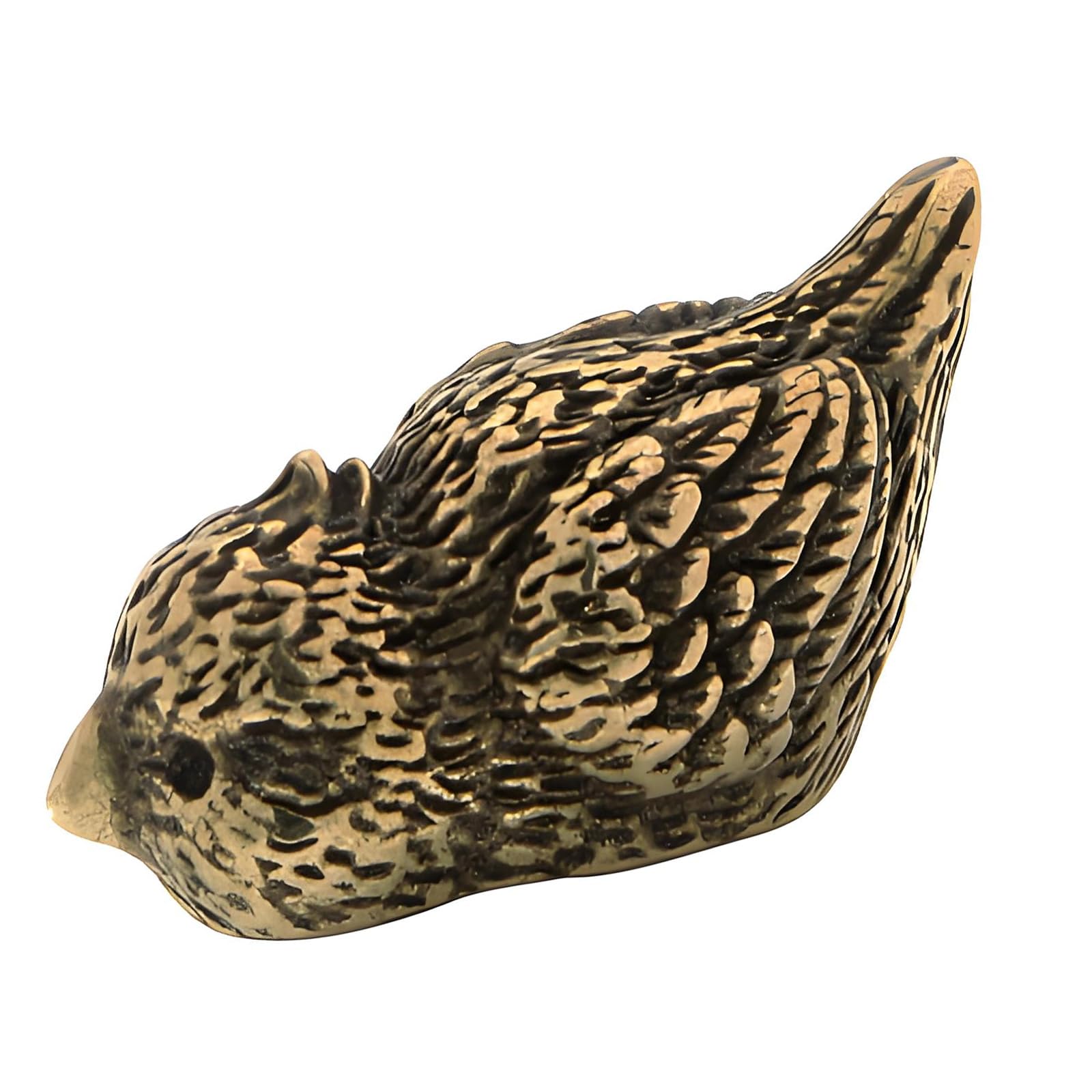 PANGBOER Classical Brass Sparrow Statue with Antique Finish Artistic Ornament Bookshelves Display Antique Miniature Bird Figurine Decors Antiqued Brass Sparrow Sculpture