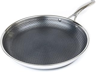 HexClad 12 Inch Hybrid Stainless Steel Frying Pan with Stay-Cool Handle - PFOA Free, Dishwasher and Oven Safe, Non Stick, ...