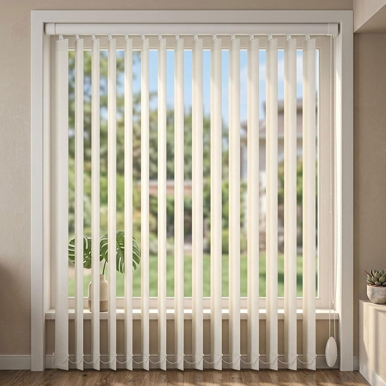 Vertical Blinds Window Shades for Sliding Glass Doors 68" 71" 78" 83" 88" 92" 98" 102" Light Filtering Solar Fabric Blinds, Cordless Blackout Door Shades for Home Or Office(W55x H87in)