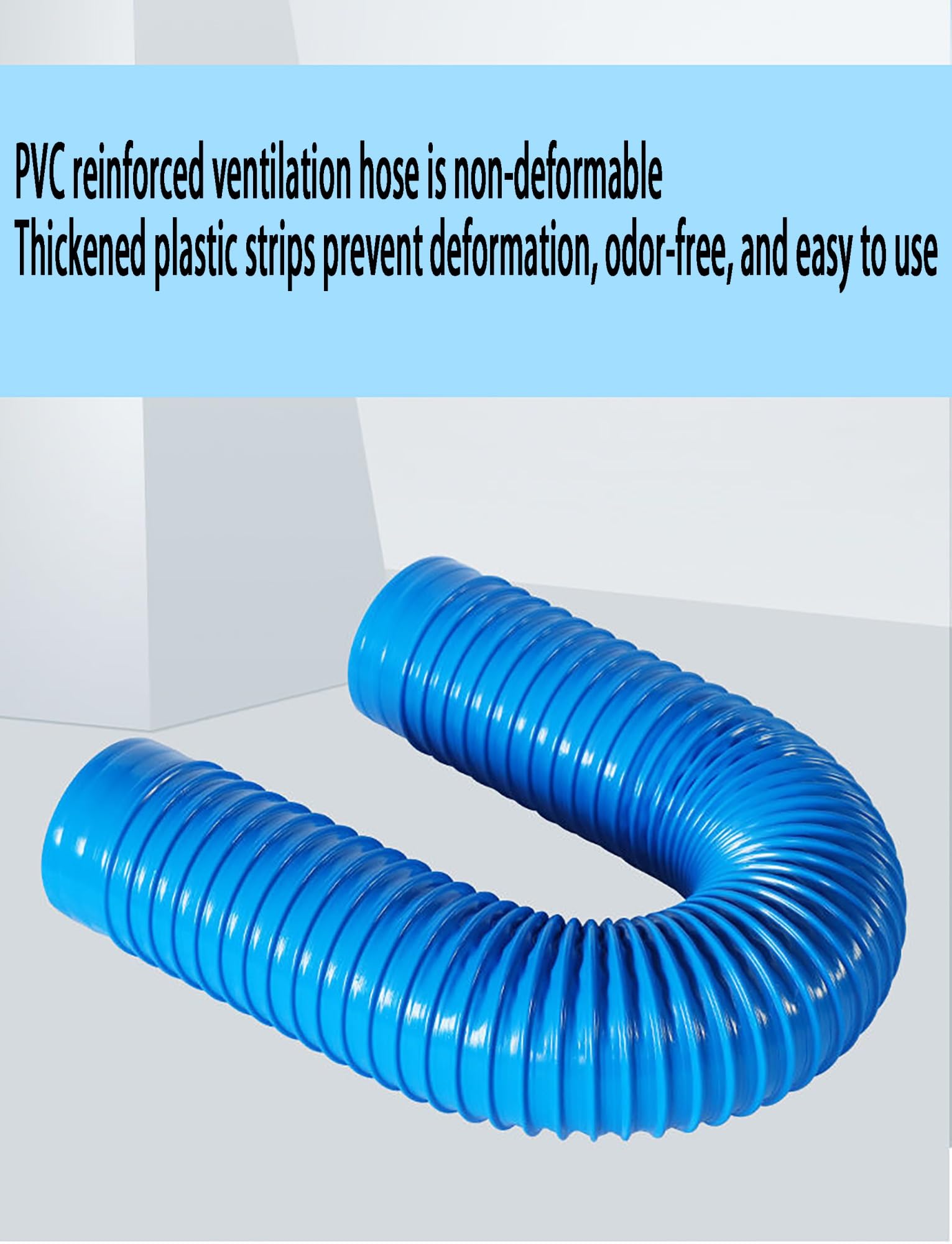 Manguera de succión Polvo Caucho PVC, Manguera Reforzada con Espiral for ventilación carpintería, Varios tamaños, Color Azul
