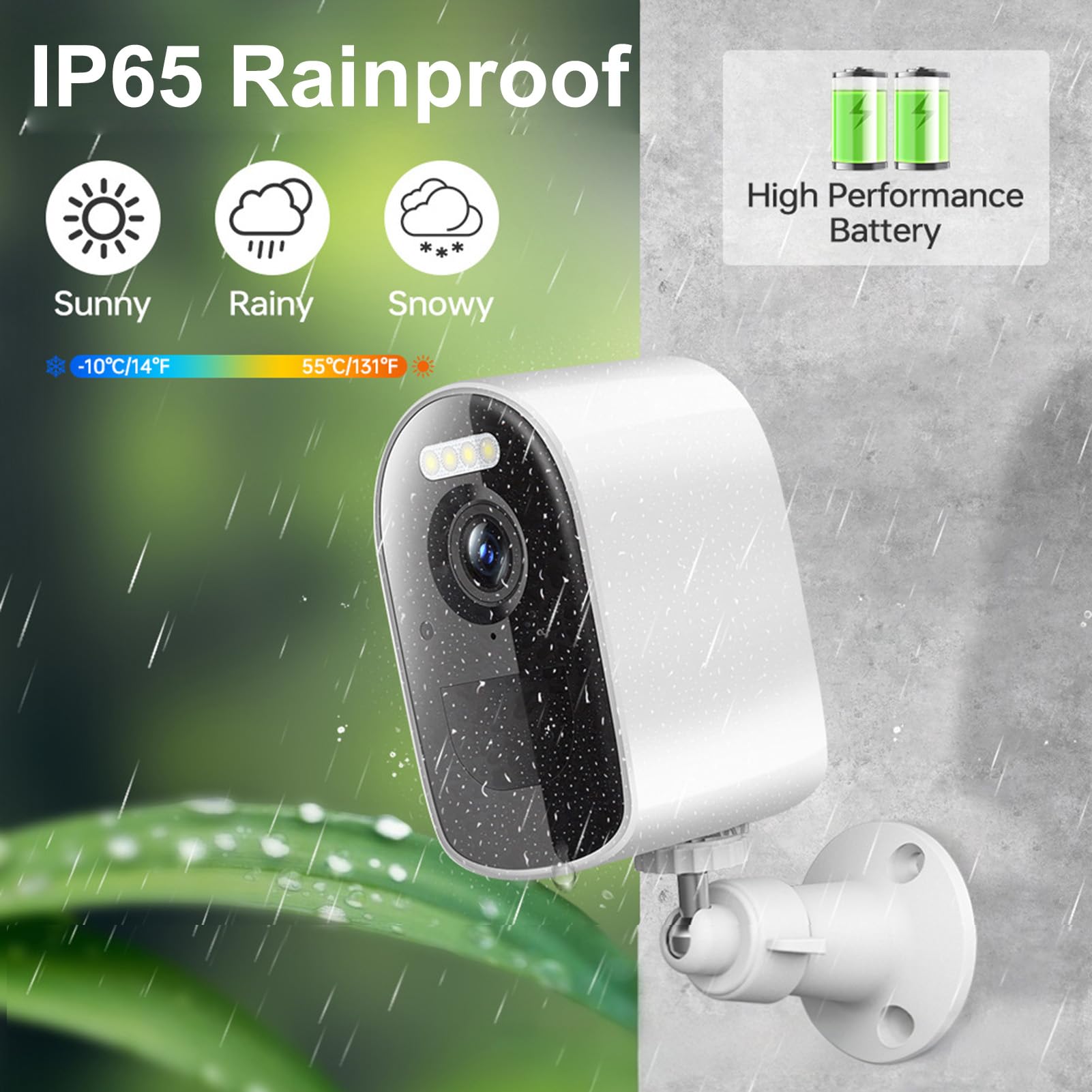 Walmeck Telecamera di Sicurezza Solare 5000 MAh Wireless 4MP AI Rilevamento
