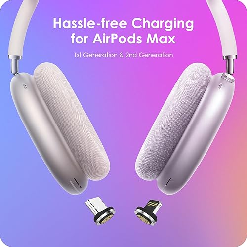 Vista 2 de Estación de carga de auriculares para AirPods Max 2024 y 2020 - Base de carga magnética para auriculares con conectores Lightning dual y Type-C