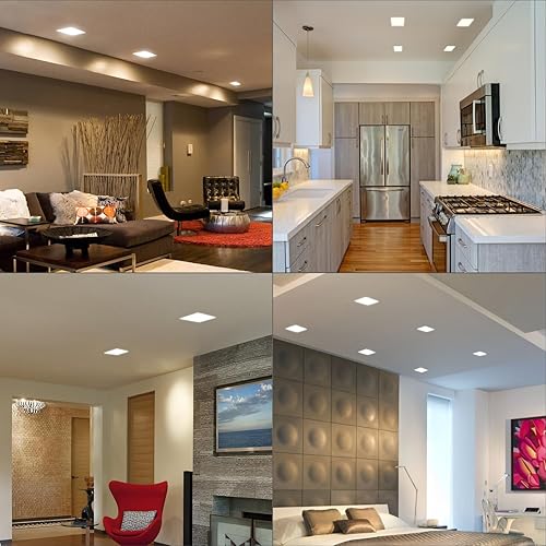 Miniatura 2 de Iluminación empotrable LED cuadrada de 8 pulgadas regulable con caja de conexiones, 3CCT 3000K-6000K seleccionable, 18W ultrafina LED empotrable luz