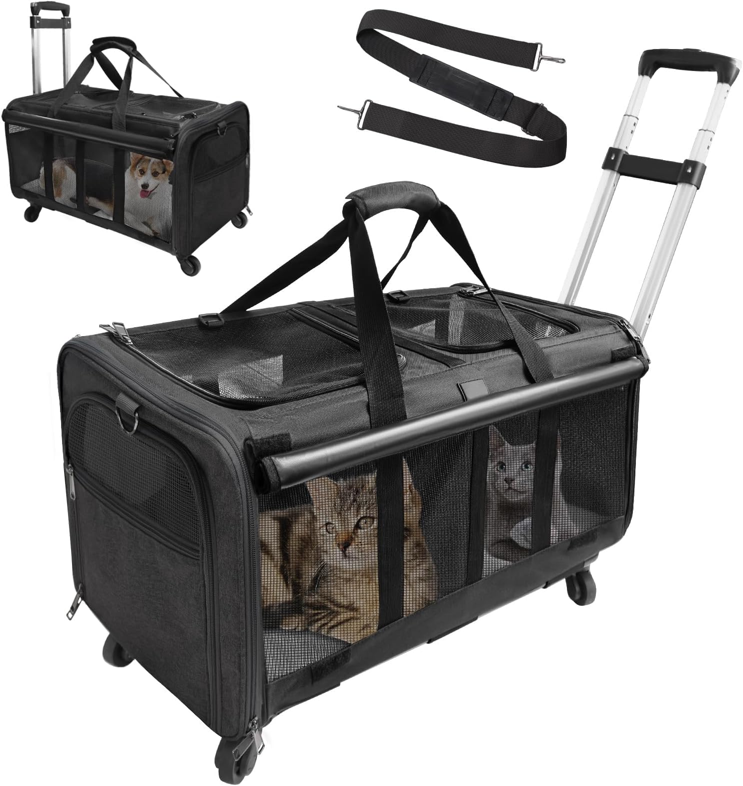Cat Carrier Double Compartment With Litter Boxes Expandable To