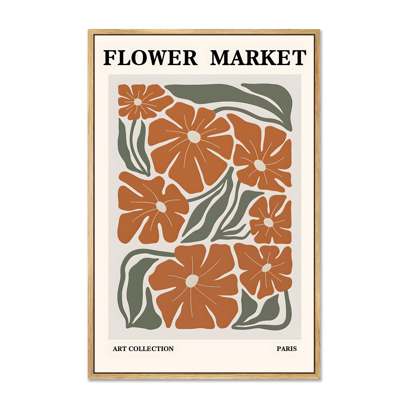 Photo 1 of ***DAMAGED - SEE NOTES/PICTURES*** NARIA ART Flower Market Canvas Wall Art?Minimalist Floral Deocr,Abstract Flower Art Prints for Bathroom,Living Room-24''x32''in Natural Framed