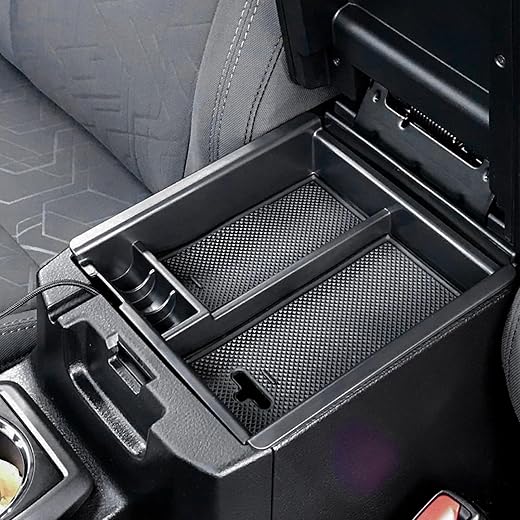 JDMCAR Center Console Organizer Tray Compatible with Toyota Tacoma Accessories 2016-2022 2023, Armrest Insert Container ABS Material Secondary Storage Box