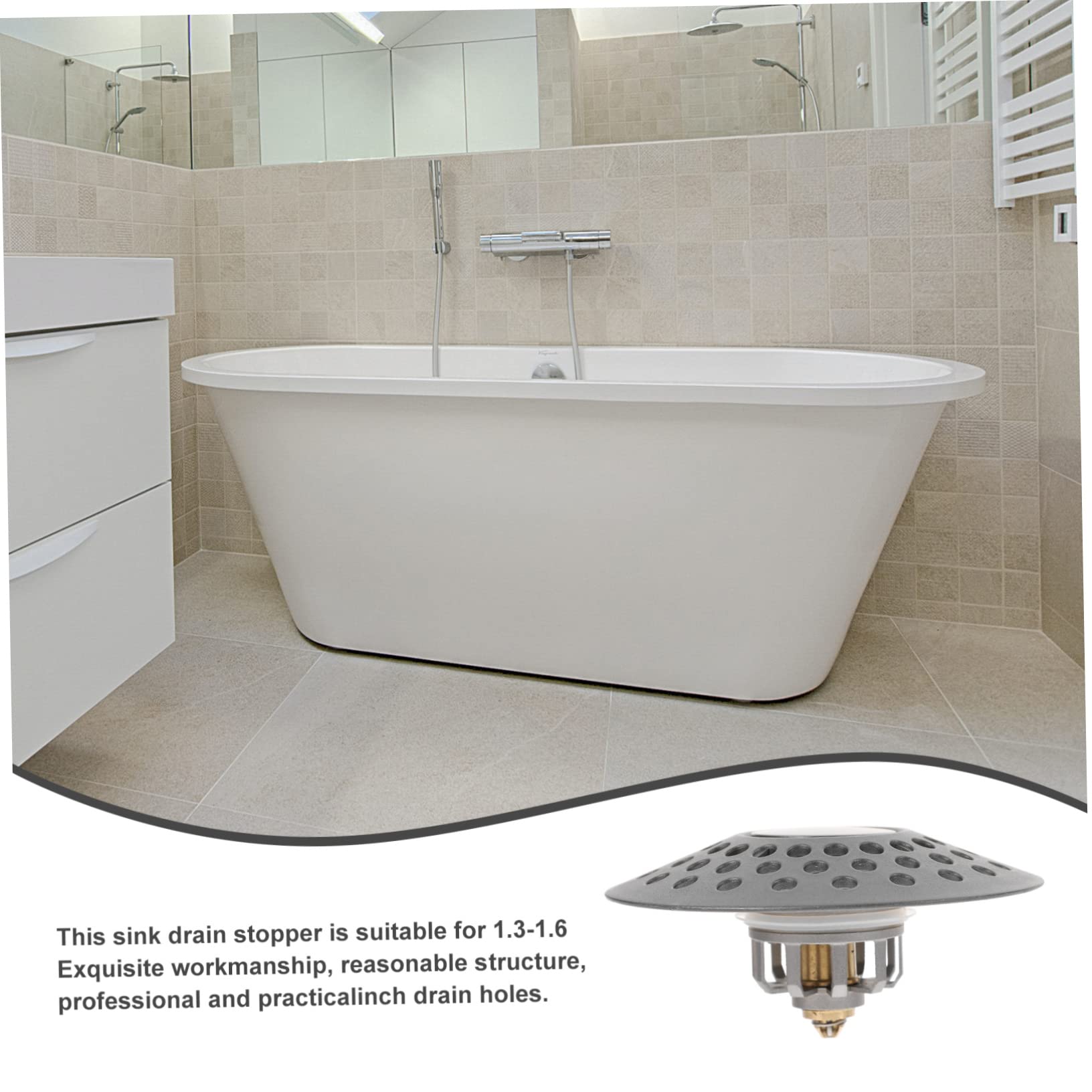 Tapón de Drenaje para Bañera Negro de Cobre, 1,3-1,6 Pulgadas