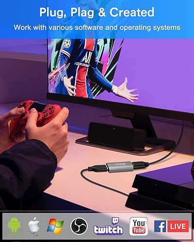 Miniatura 3 de Tarjeta de captura de vídeo YCBUENO, 4K HDMIhembra a USB3.0hembra Full HD 1080P60fps, tarjeta de captura HDMI para transmisión en vivo, DSLR,