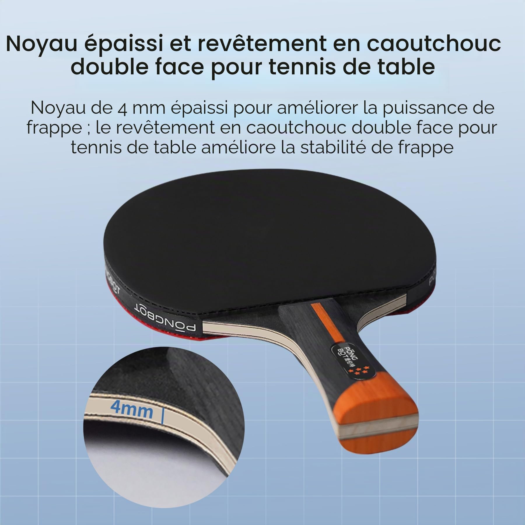 PONGBOT Five-Star Raquette de ping-pong professionnelle avec étui rigide, fibre de carbone, lame 7 plis, caoutchouc de qualité supérieure, pour tournois compétitifs et joueurs sérieux