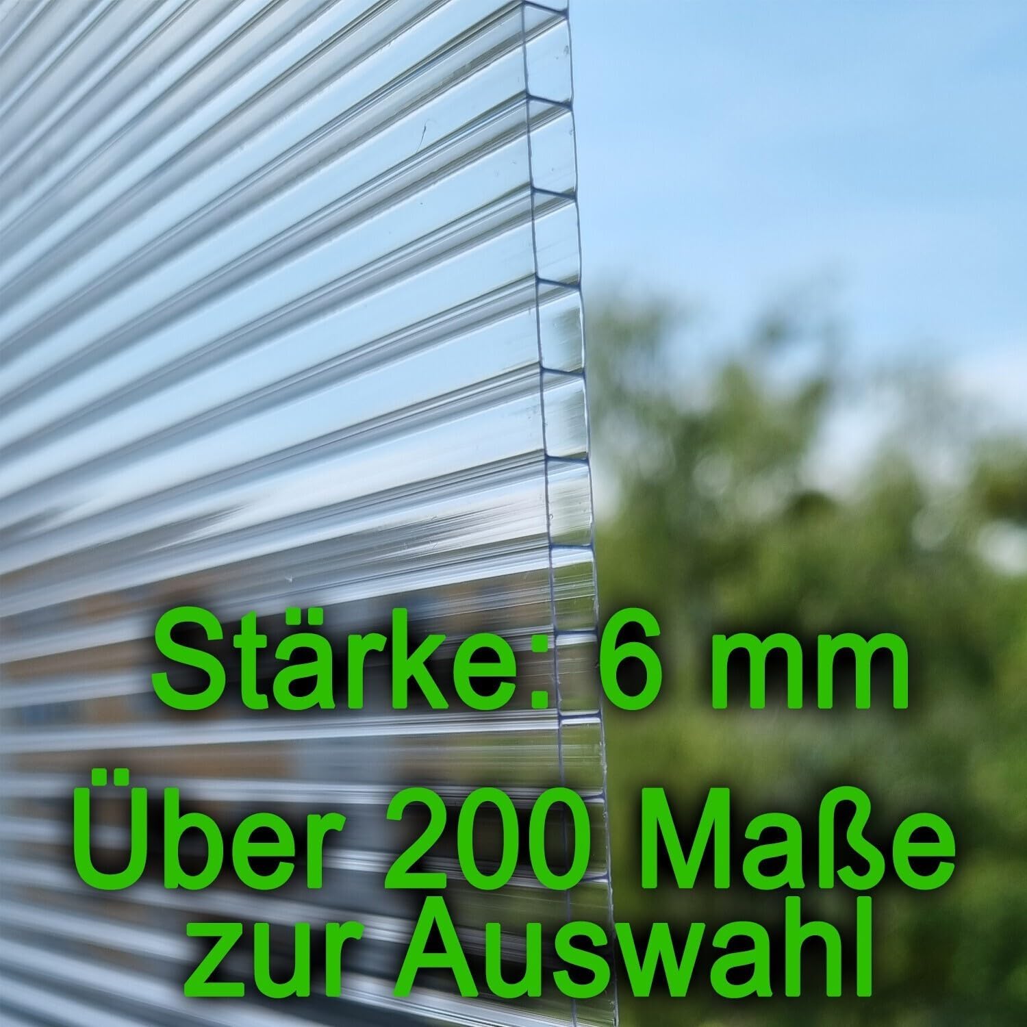 AtHaus® Polycarbonat Hohlkammerstegplatten - Zuschnitt nach Maß - 1280 x 720 mm - 6 mm Stärke - UV-beständig, wetterfest & transparent - Stoßfeste Doppelstegplatte als Gewächshausplatte