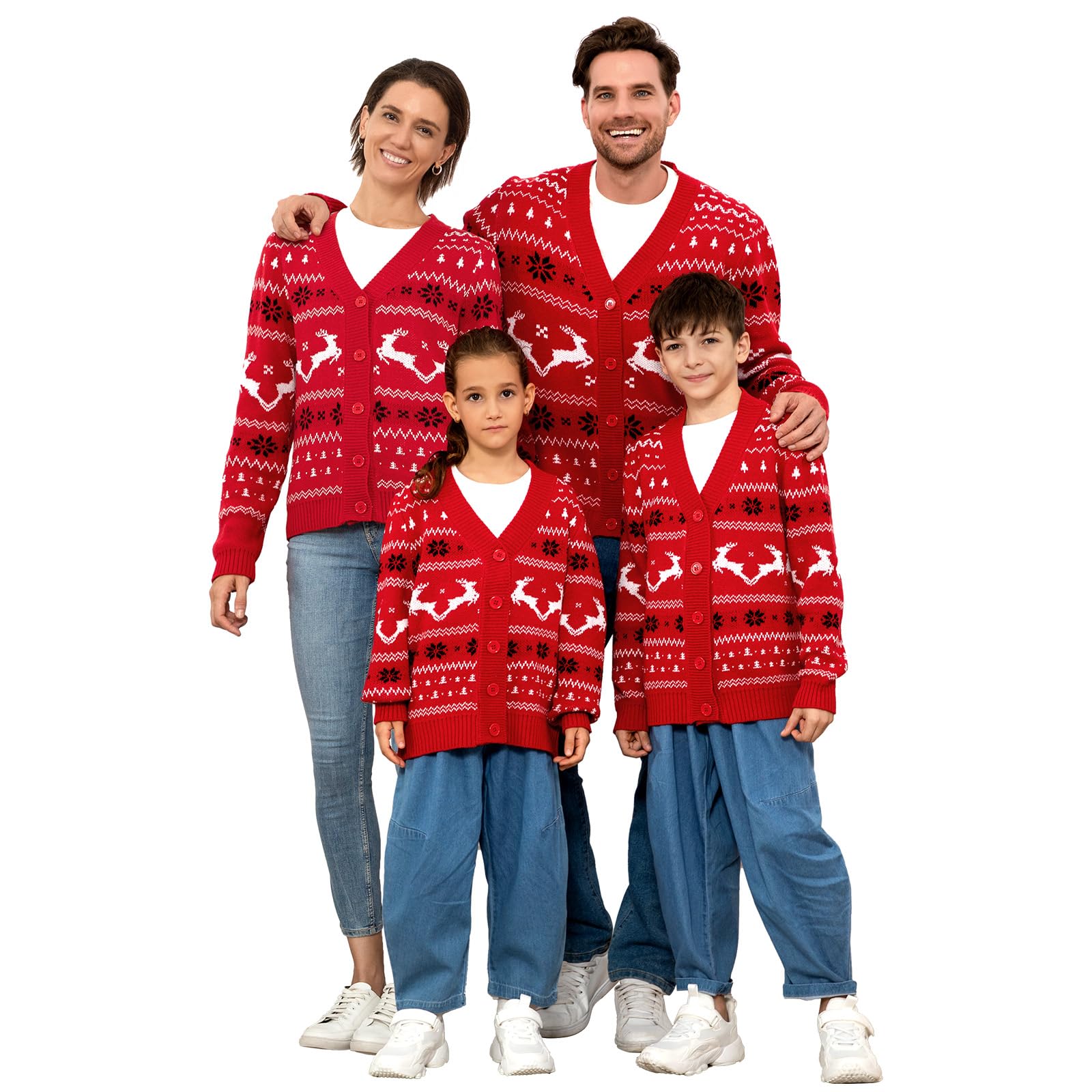geyoga Matching Family Ugly Christmas Cardigan Sweater Reindeer Holiday Sweater-picture-22