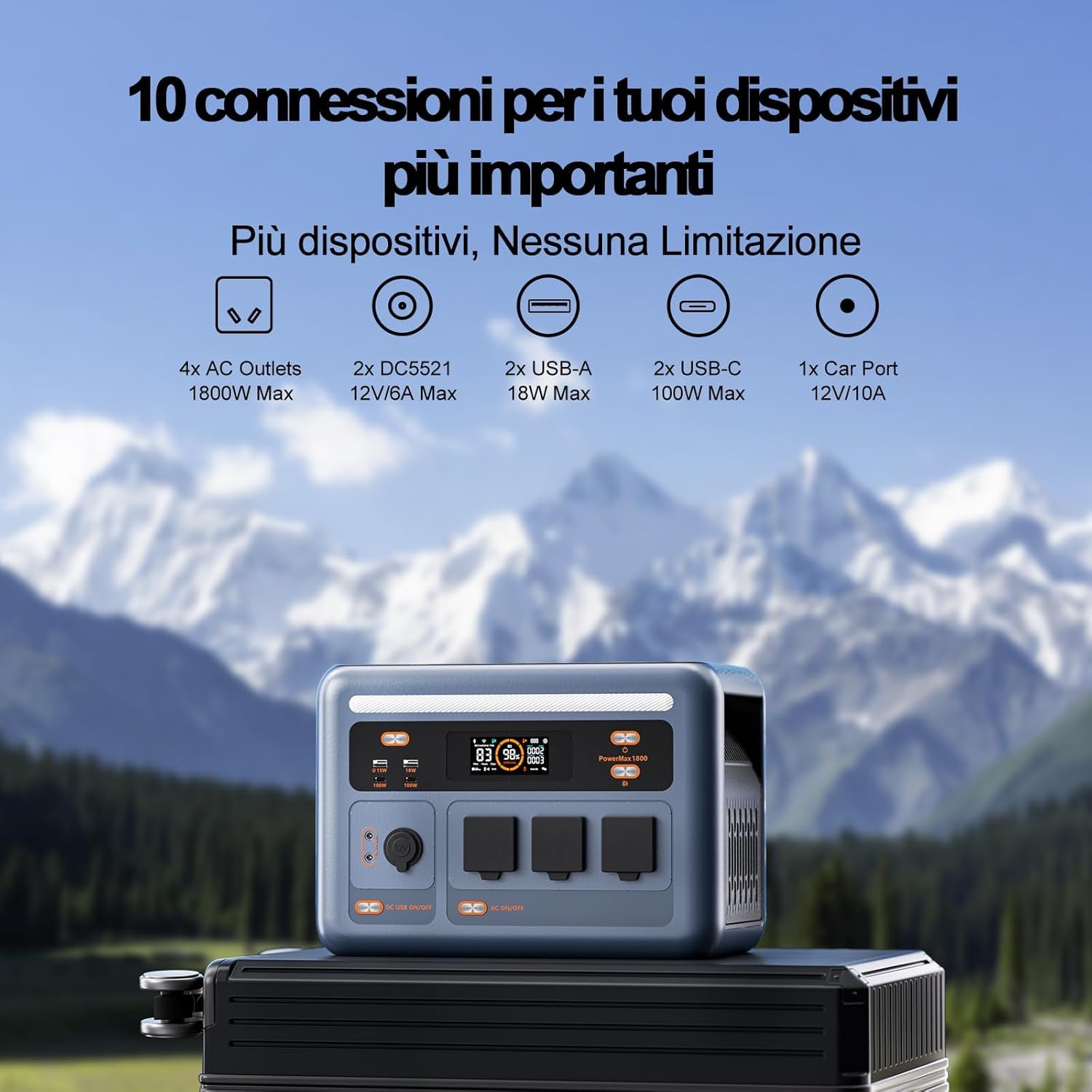 OSCAL 1800SE Centrale Elettrica Portatile, Generatore Solare 1800W (Picco 3600W), Batteria LiFePO₄ da 1024Wh, Ricarica Rapida in 1h, UPS <10ms, Controllo App, Ideale per Campeggio e Blackout