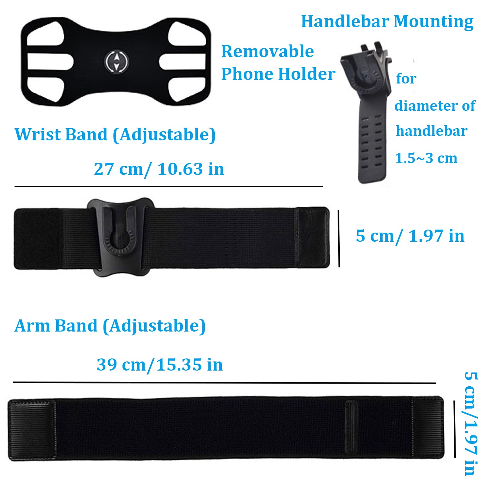 Fascia Braccio 3 In 1 Per Cellulare Da Corsa E Bici - Portatelefono Regolabile Con Tasca Per Cuffie E Chiavi - Foto 6