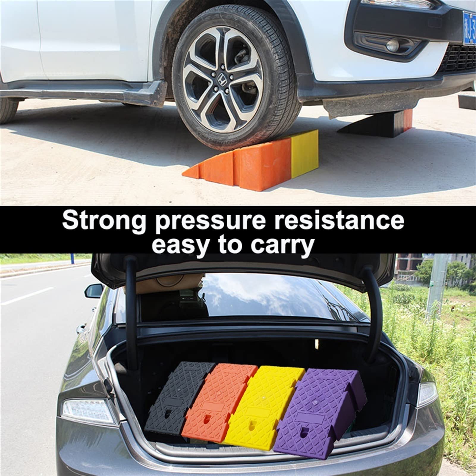 Rampe di soglia Portatili, Rampe per marciapiedi, Rampe per marciapiedi in plastica PVC per Veicoli ad Alta Resistenza, per Auto Basse, Rampe per motociclette, Rampe per marciapied