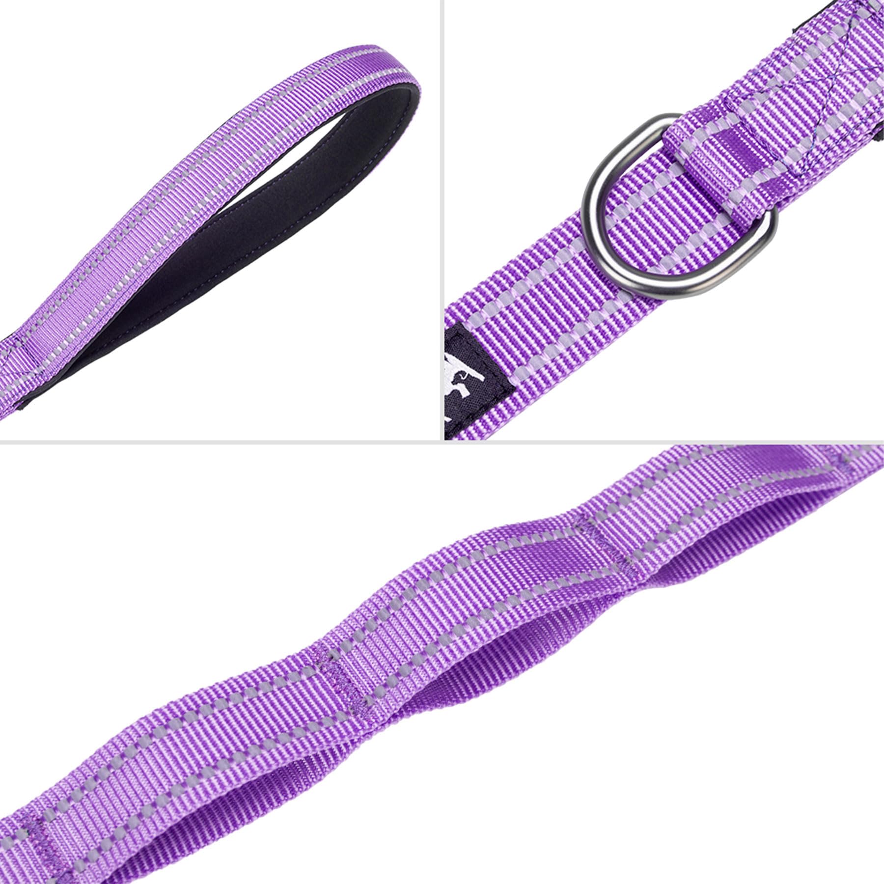 EXCELLENT ELITE SPANKER Laisse double réfléchissante pour chien - 1,5 m - Avec poignée rembourrée - Pour promener deux chiens - Violet
