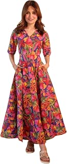 IRVAAH Women Floral Printed Maxi Dress, A-Line, Half Sleeves, V-Neck, Pockets Price In India