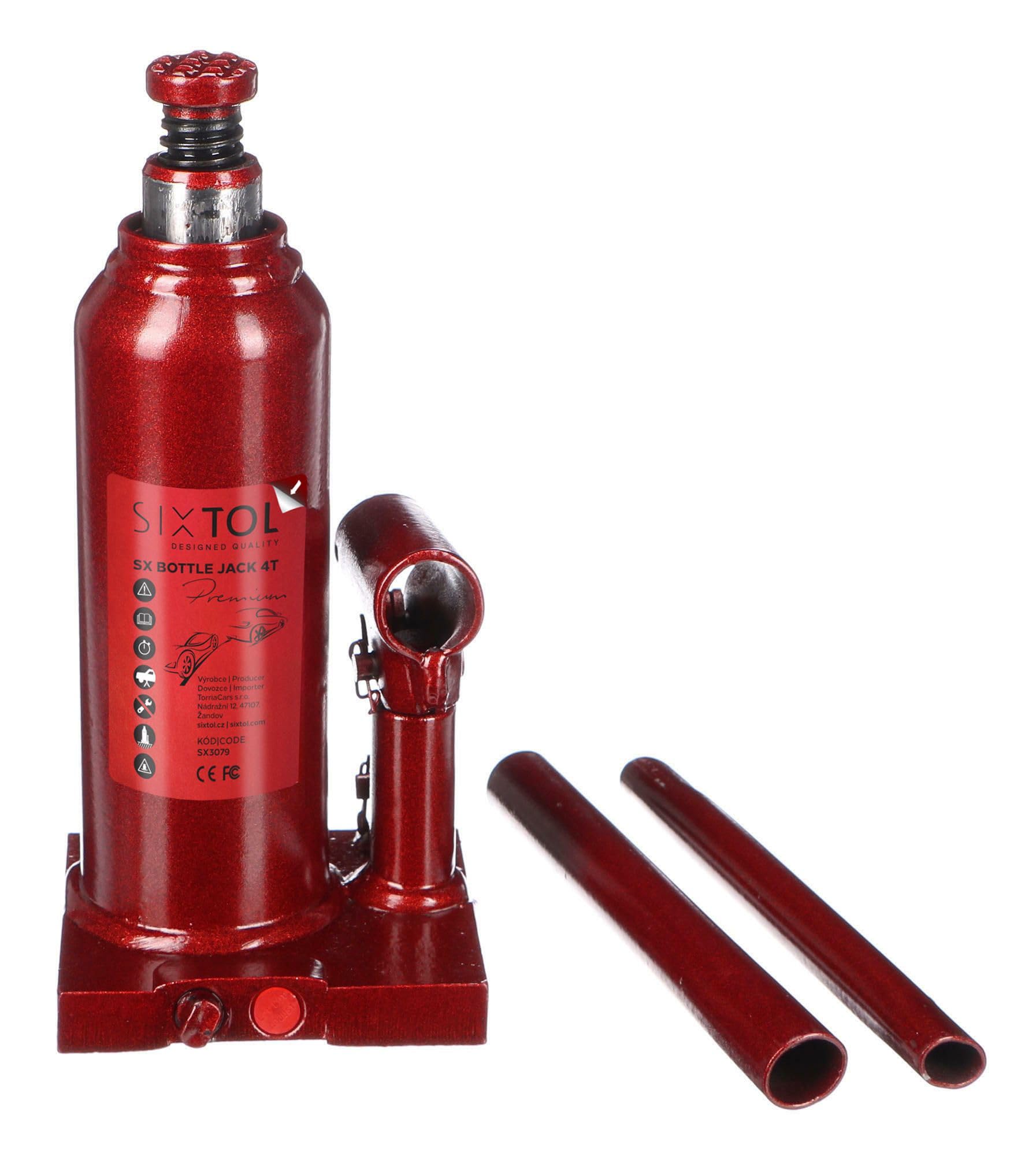 SIXTOL SX BOTTLE JACK PREMIUM 4T | Hydraulic Bottle Jack | 4 Ton Capacity | Welded Steel Compact Jack