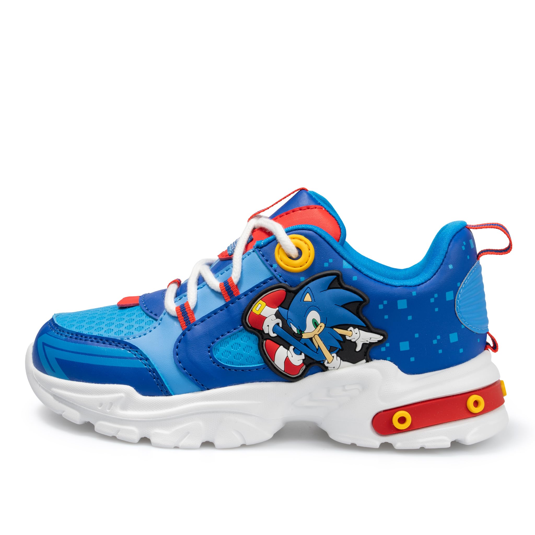 Sonic Sneakers - Officially Licensed Sonic Shoes for Boys - Comfortable Running Sneakers, Blue Sega Sonic Graphics, Easy-On Lacing, Great Support -