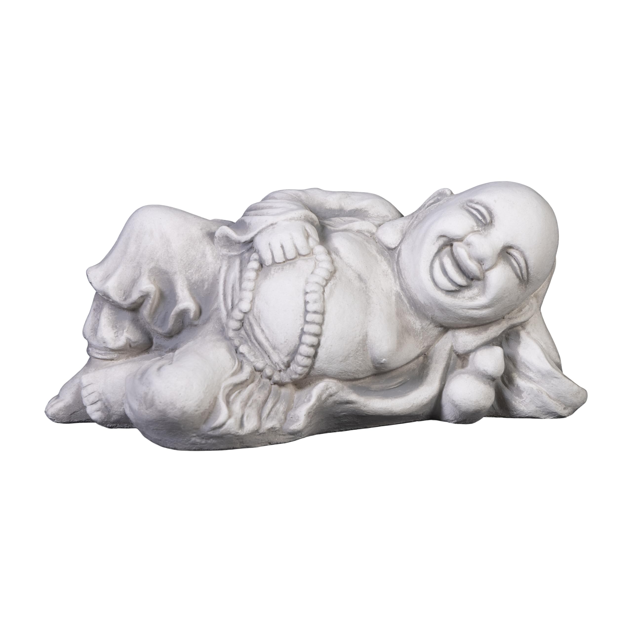 gartendekoparadies.de Laughing Buddha statue, stone figure, H. 18 cm, 14 kg, gray, frost-proof made of cast stone for outdoor use