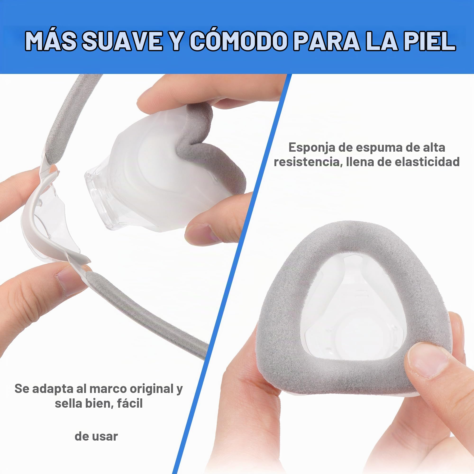 Cojín de Recambio de 2 Piezas (L) para AirTouch N20 y Airfit N20, Comodidad Optimizada y sellado Seguro con Espuma con Memoria (Nueva Versión)