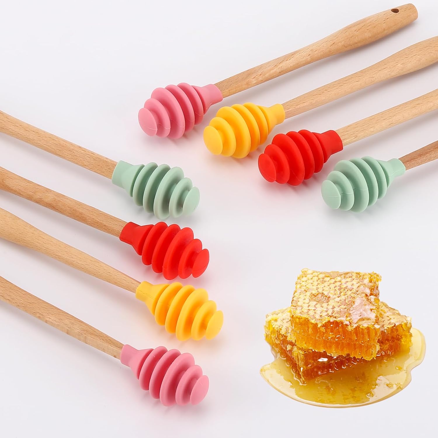 Tbestmax 8 Pcs Silicone Honey Dipper Sticks, 6.7 inch image 4
