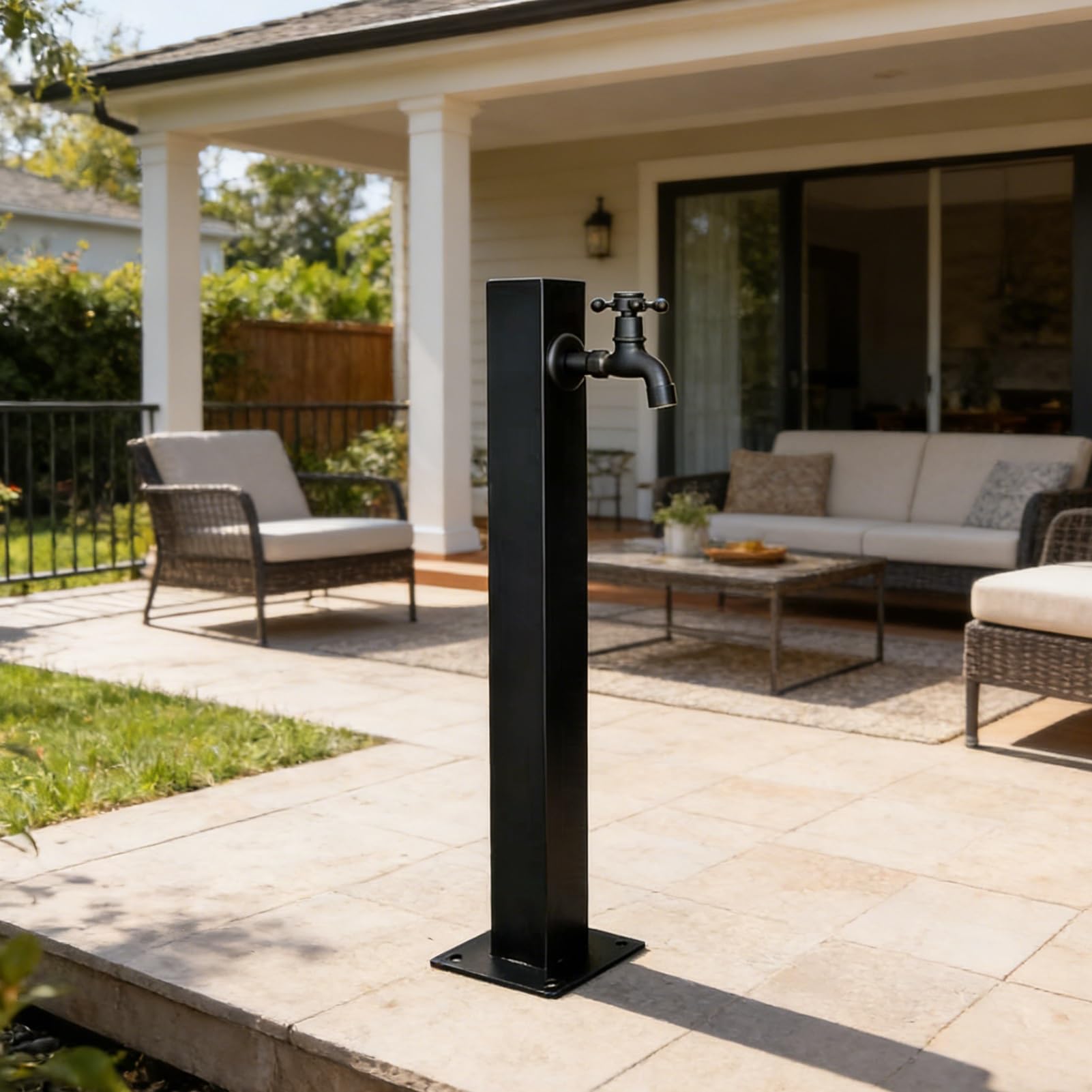 Colonne d'eau extérieure en Acier Inoxydable avec Robinet - Robinet de Jardin Vertical antigel sur Pied pour Cour, Hauteur 95 cm - Accessoire élégant