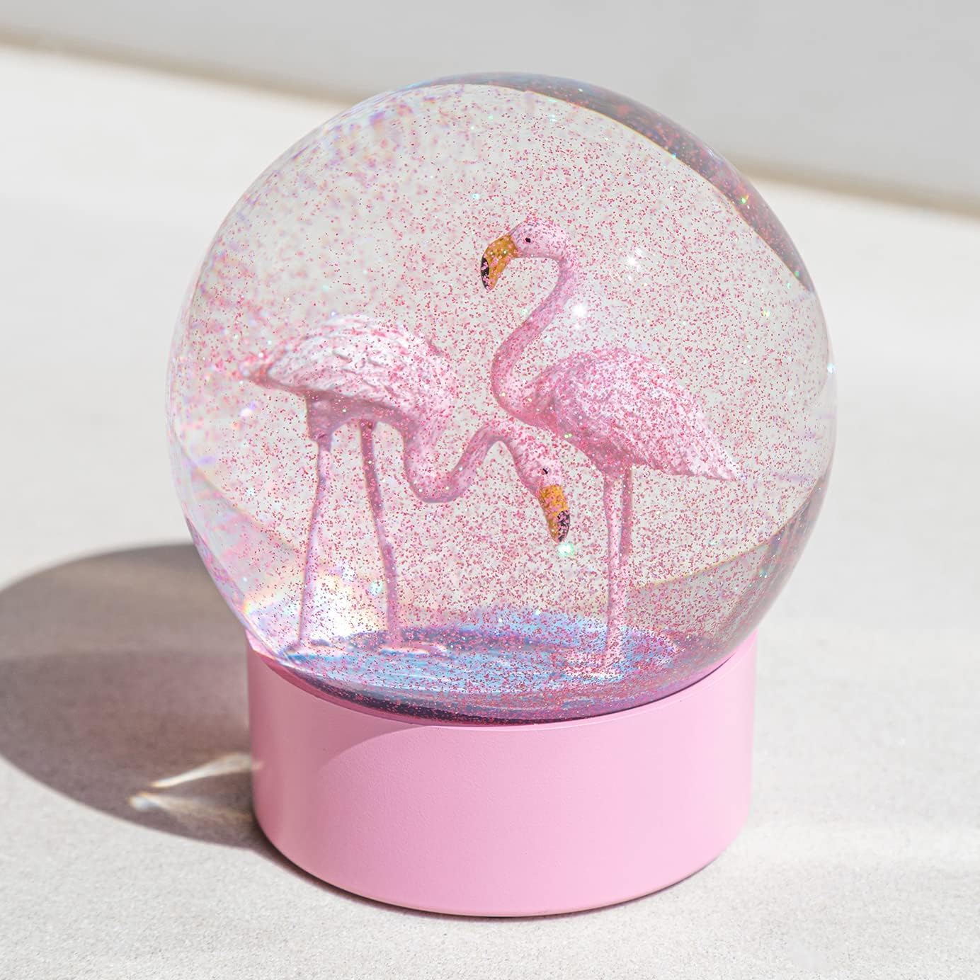 Pink Flamingos Snow Globe for Kids, Women & Home Decor, 100MM