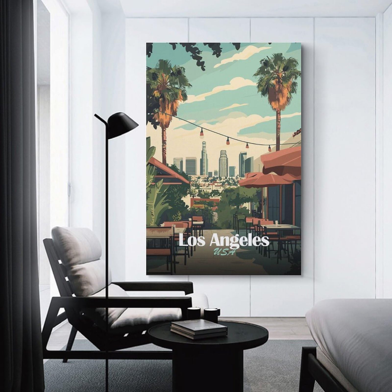 Junmoney Unframe-Style-9 Los Angeles Cityscape(3) Wall Picture Print 20X30inch(50X75cm), For Lounge Decor, Offices Or Entryway Styling, A Flexible Wall Accent For Shared Spaces