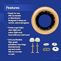 Vista 5 de EvertechPRO Kit universal de repuesto de anillo de cera de inodoro extra grueso para toma de suelo con embudo de brida de goma negra, junta