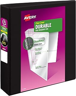 Avery Durable View 3 Ring Binder, 3 Inch Slant Rings, 1 Black Binder (17...