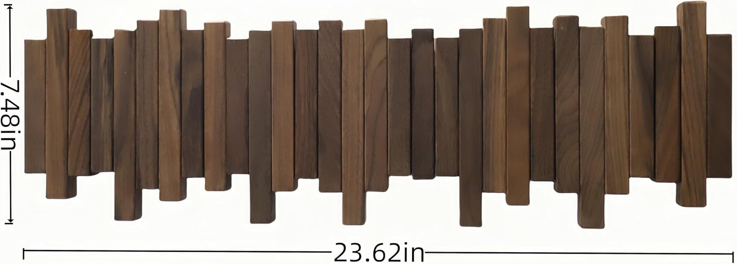 Hardwood Wall Mounted Piano Coat Rack| Flip Down Wall Hook Rack 6 Hooks|Heavy Duty Coat Hooks.Made of Black Walnut.Wall Art