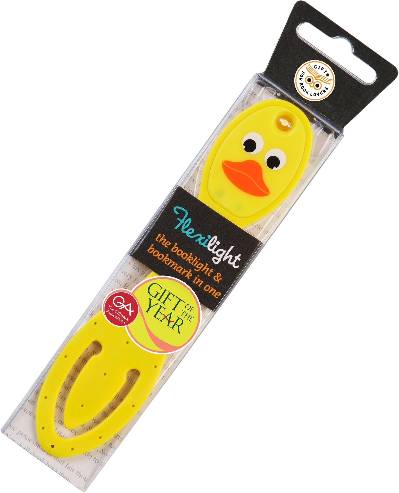 Book Light for Kids Reading in Bed at Night - LED Clip On Booklight and Bookmark with Batteries. Great Gift for Birthday and Christmas - Yellow Duck