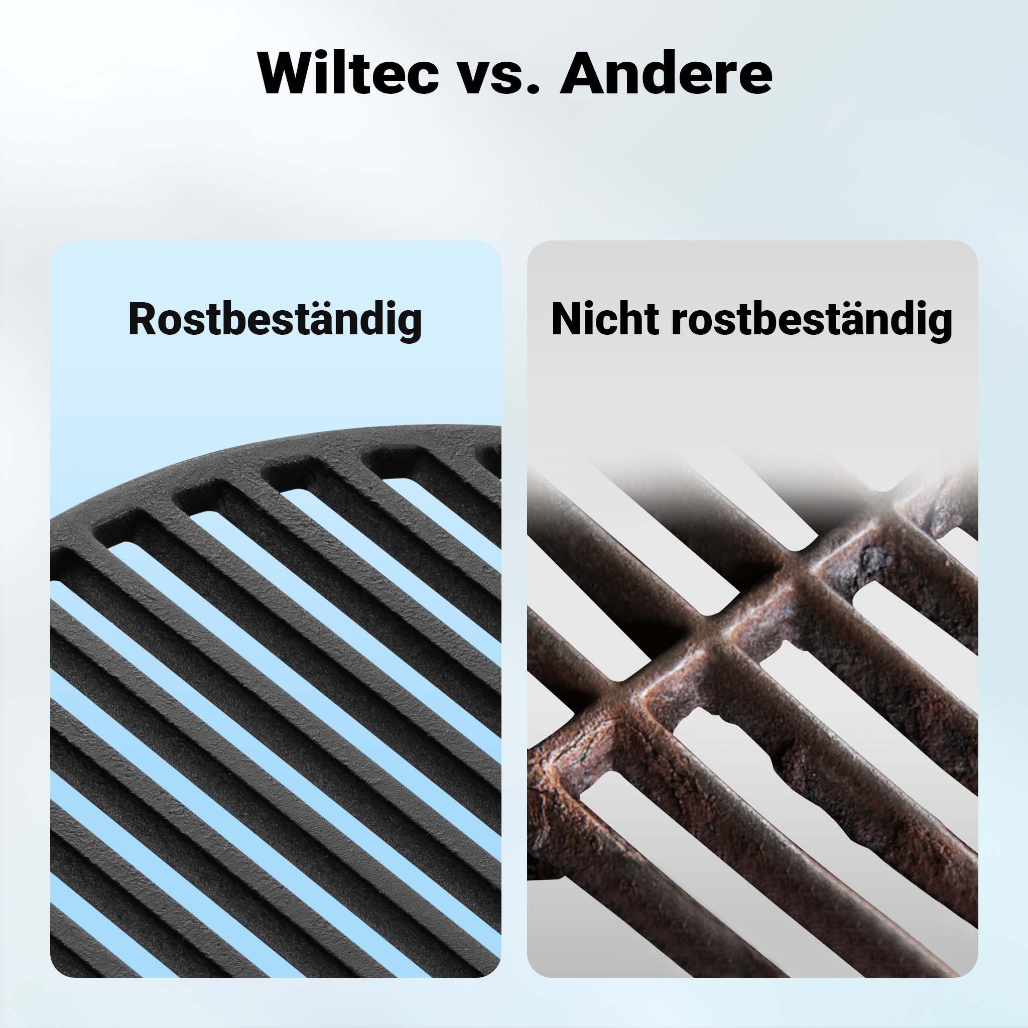 Wiltec Griglia rotonda in ghisa 54,5 cm per barbecue tondo a carbone e a gas