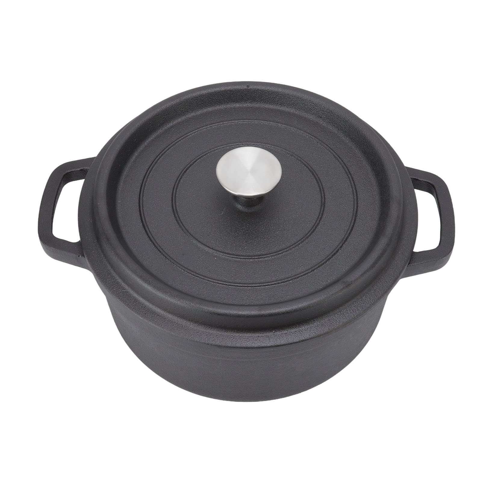 Olla grande de hierro fundido para sopa, guiso, doble asa de hierro fundido, horno holandés, sartén de hierro fundido de fondo plano, utensilios de cocina para freír pan, hornear, camping, barbacoa