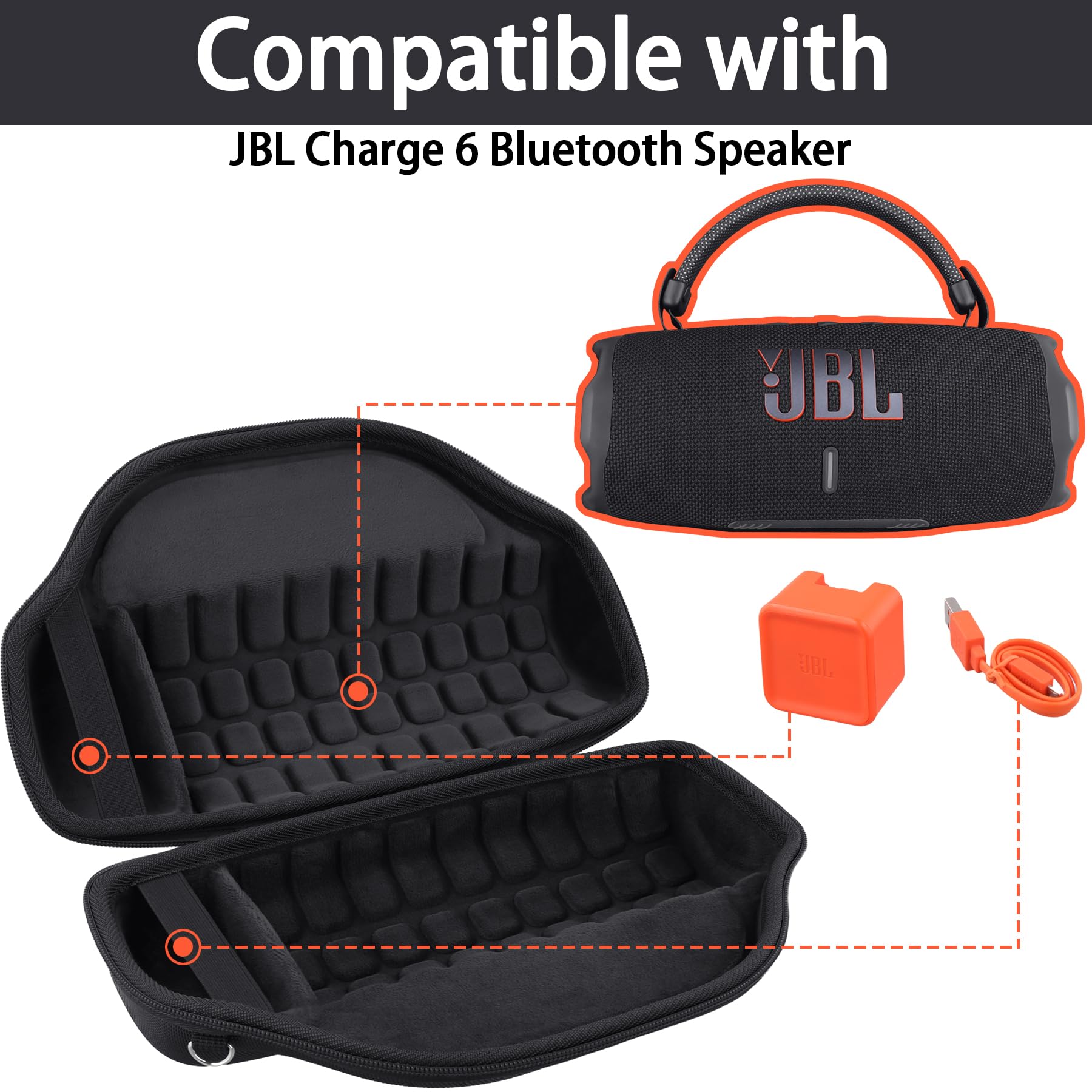 co2CREA Dur Étui de Voyage Rigide Housse Cas Coque pour JBL Charge 6 Haut-Parleur Bluetooth Portable, étui Seulement