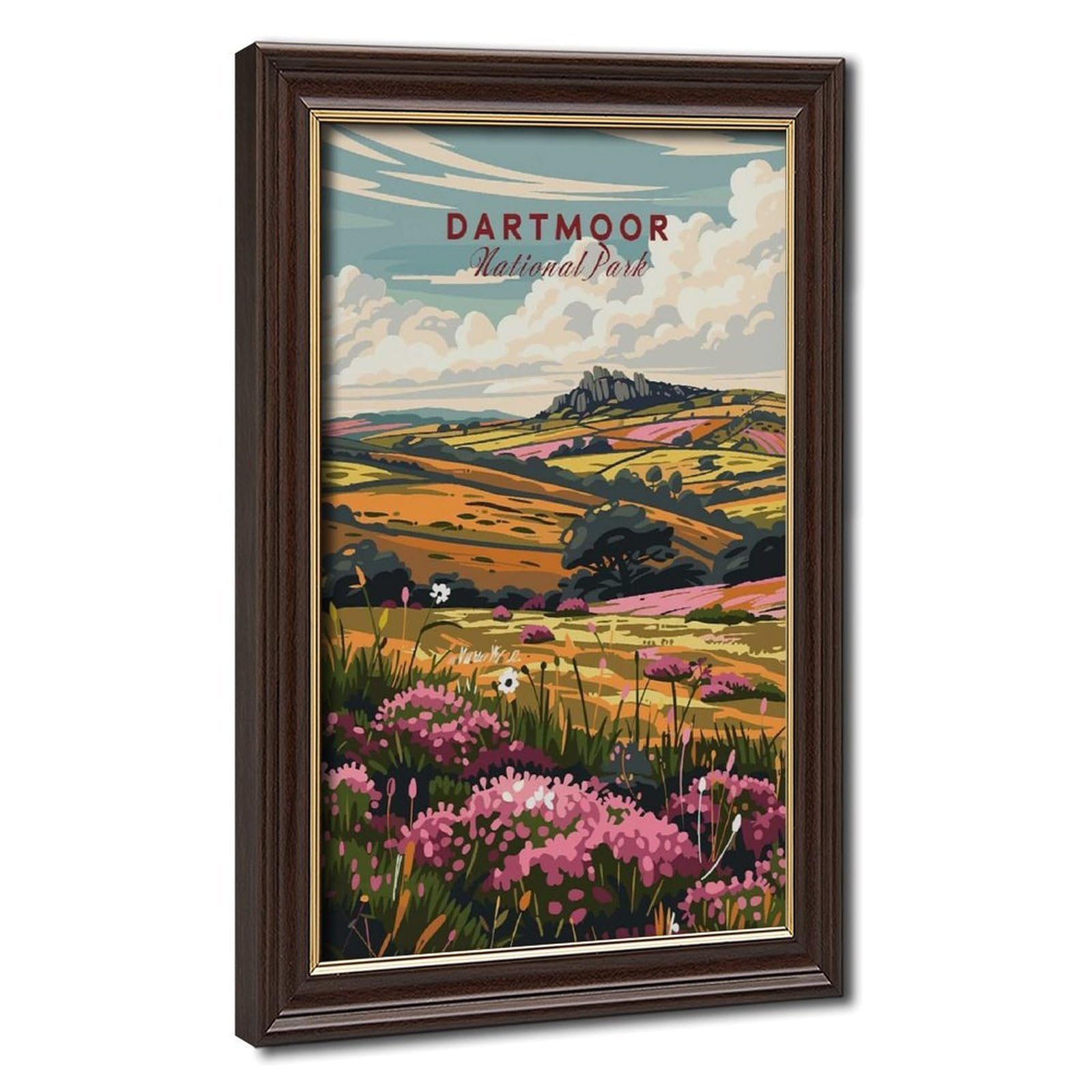 Bareronor Mokume Gane Frame-Style Dartmoor Canvas Poster For Living Room Decor Gift