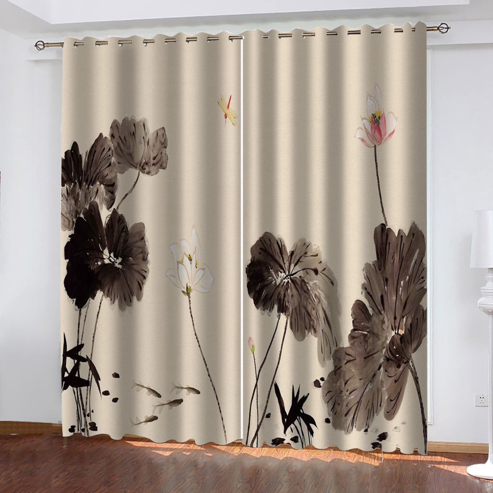 Vorhang Blickdicht Verdunklungsvorhänge Gardienen 2-SetBlume 150x166cm